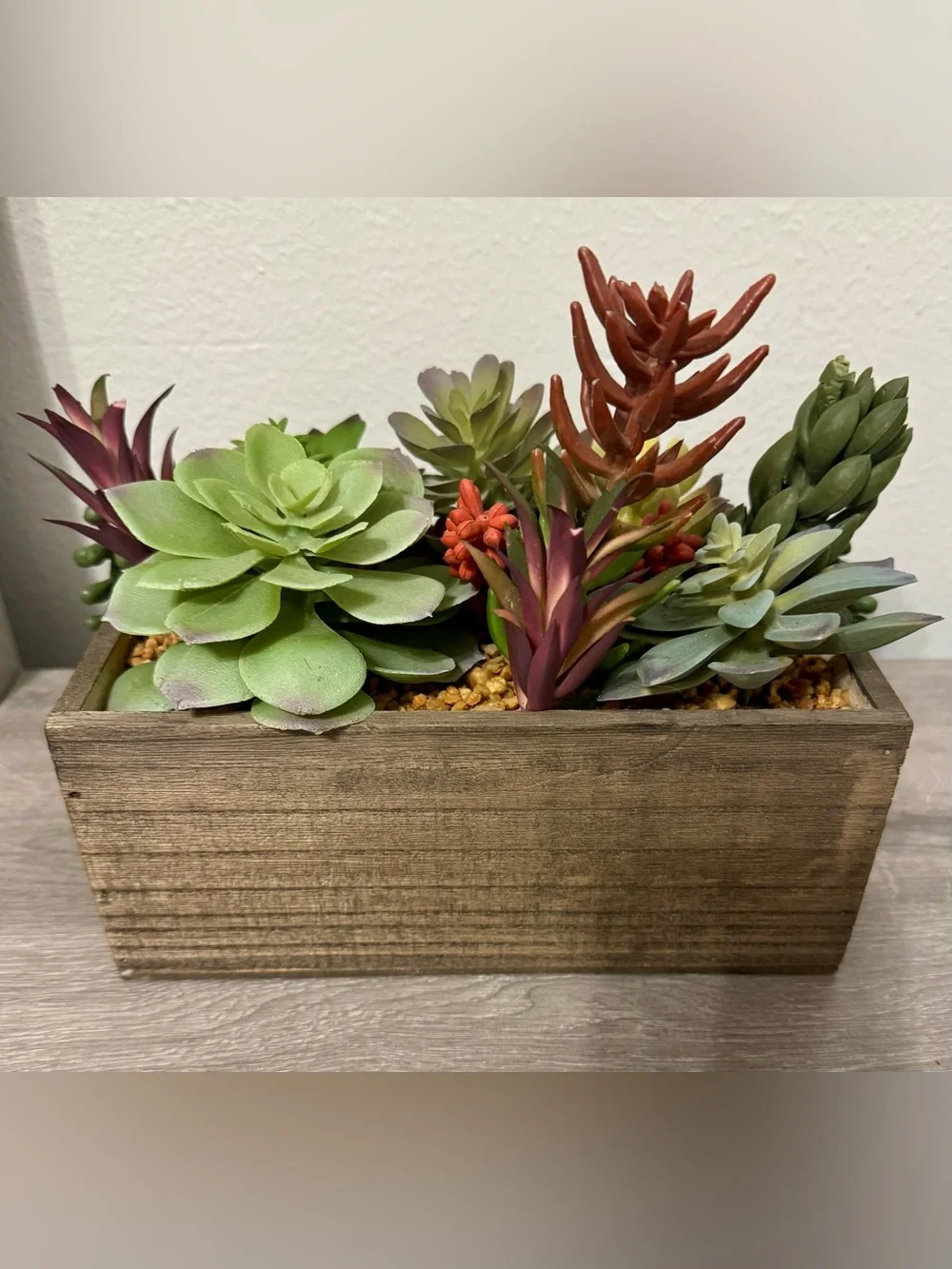 Better Homes & Gardens Faux Succulent Arrangement in a Wooden Box (9.75 x 6.5 in